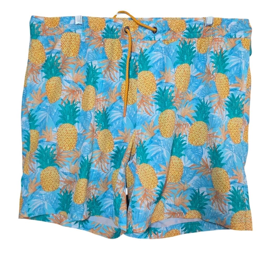 Pineapple Print Swim Trunks with Pockets Size Large